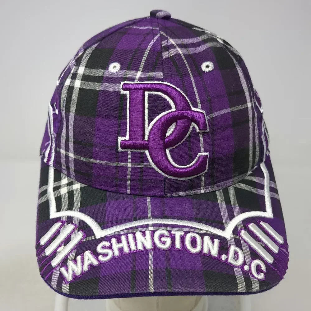 City Hunter Baseball Cap Purple One Size Plaid Interlocking DC Washington DC Hat